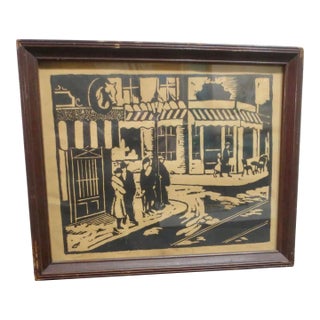 WoodBlock Print Circa 1930s Nathan Klein For Sale