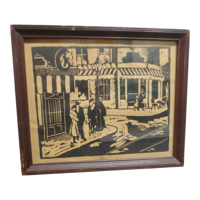WoodBlock Print Circa 1930s Nathan Klein For Sale