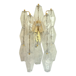Contemporary Transparent “Poliedri” Murano Glass Gold Wall Sconce in Venini Style
