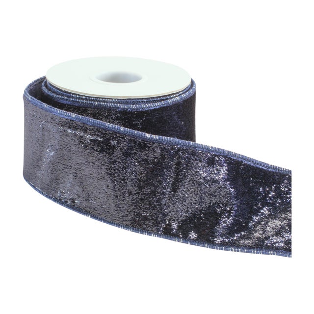Elevate your holiday décor with the rich, luxurious look of this Navy Wired Ribbon set. Featuring a deep navy hue with a...