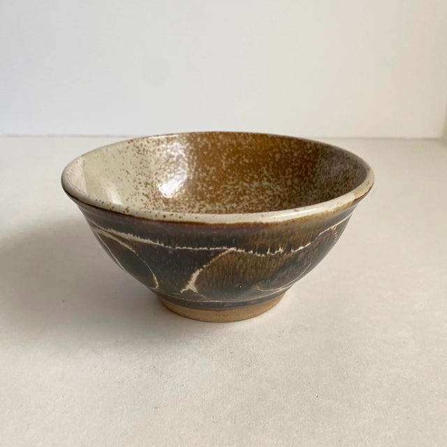 Ceramic Vintage 1970s Stonewear Studio Pottery Bowls Speckled Earth Tones Signed Set of 5 For Sale - Image 7 of 13