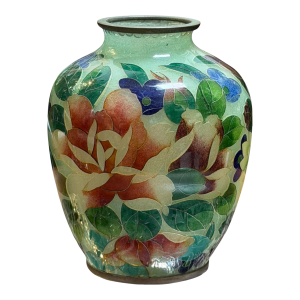 Vintage 1955 Showa Period Plique a Jour Cloisonne Vase