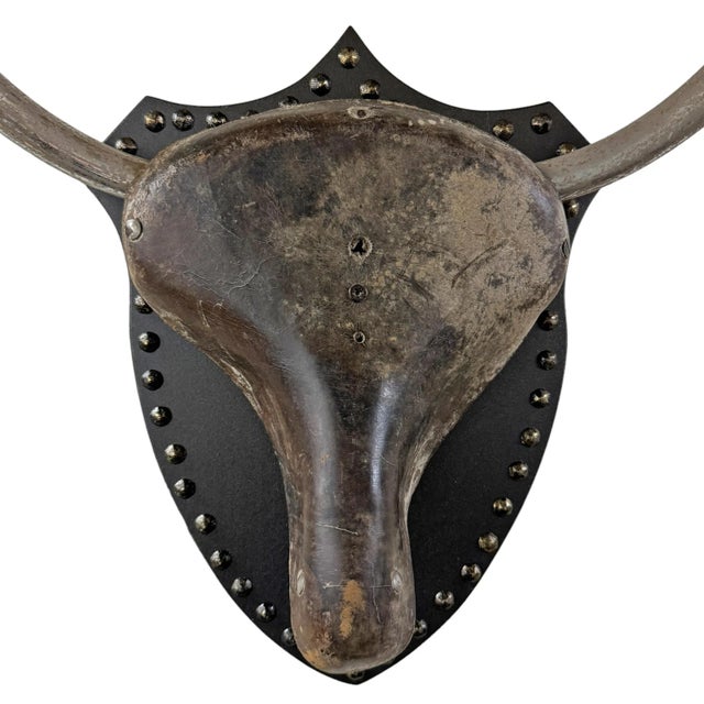 Black Set of Three Vintage Bicycle Seat and Handlebar Trophies For Sale - Image 8 of 12