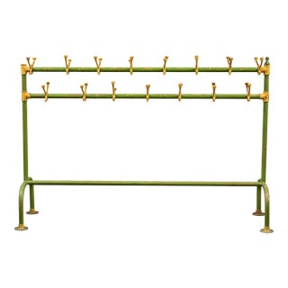 Mid-20th Century Schoolhouse Coat Rack in Green and Yellow For Sale