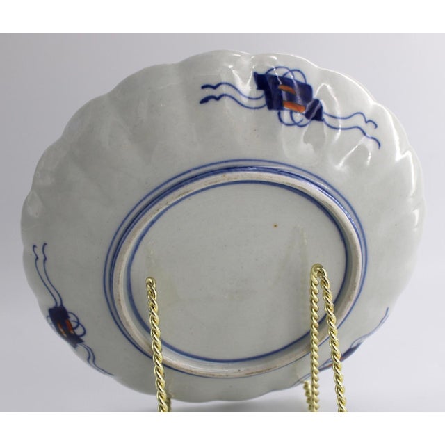 Ceramic Antique Japanese Imari Scalloped Plate W/ Phoenix, 19th Century For Sale - Image 7 of 7