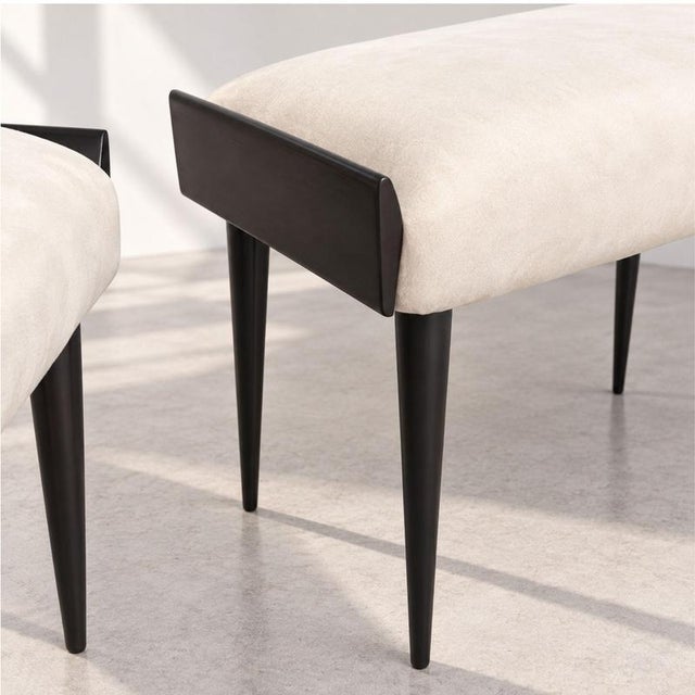 Wood Mid-Century Modern Italian Ebanized Wood Velvet Stools by Ico & Luisa Parisi, Set of 2 For Sale - Image 7 of 10