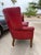 Traditional Red Leather Vintage Club Chairs For Sale - Image 3 of 9
