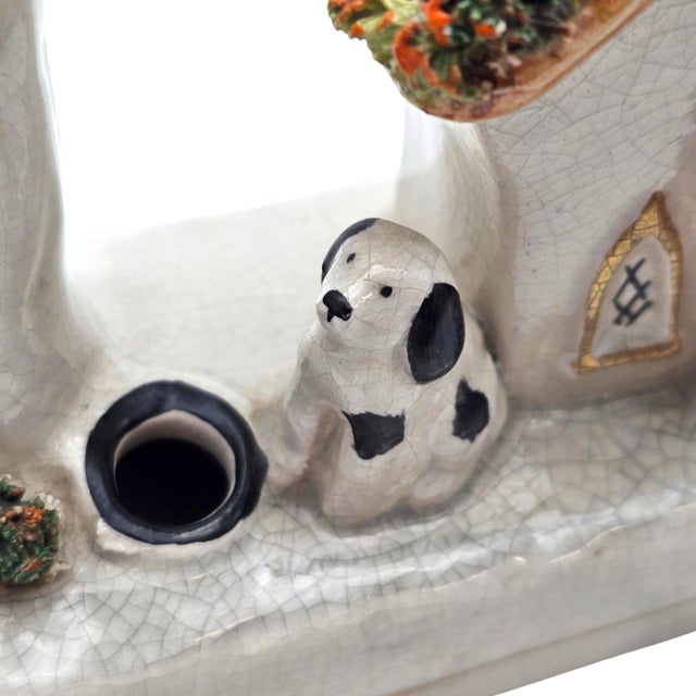 Antique Staffordshire Ceramic Figural Cottage House Smoker 5" For Sale - Image 12 of 14