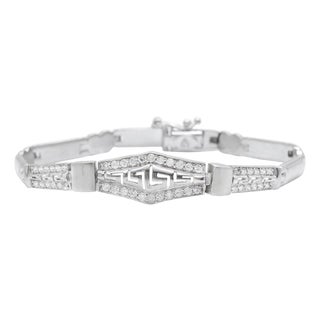 Stunning Natural Diamond 14k Solid White Gold Bracelet For Sale