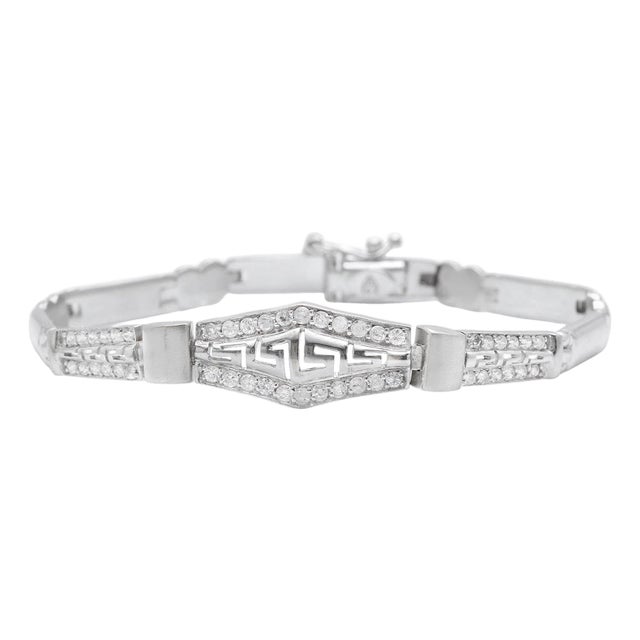 Stunning Natural Diamond 14k Solid White Gold Bracelet For Sale