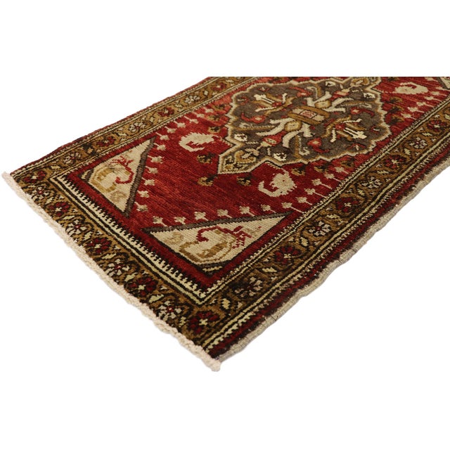 51263 Vintage Turkish Yastik Rug, 01'07 x 02'11. Turkish Yastik rugs, also known as "yastik" or "yastikli," emerge as...