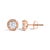 Contemporary 14K Rose Gold Plated .925 Sterling Silver 1.0 Cttw Round Brilliant Cut Diamond Solitaire Milgrain Stud Earrings (K-L Color, I2-I3 Clarity) For Sale - Image 3 of 6