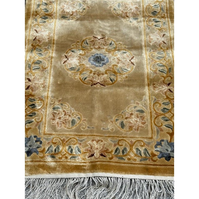 Small Vintage Chinese Silk Rug, 1990s For Sale - Image 11 of 18
