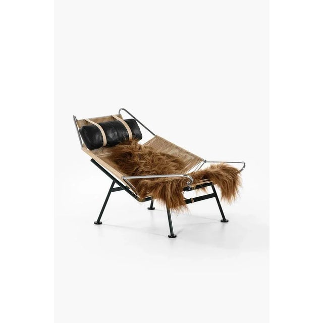 Lounge Chair in Metal and Sheepskin attributed to Hans J. Wegner, 1960s For Sale - Image 3 of 9