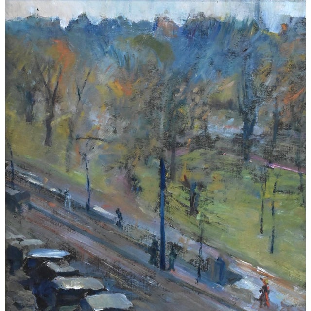 Arthur Clifton Goodwin (American 1864-1929) Impressionist Oil Painting on Board - View of Central Park Circa 1915 For Sale - Image 9 of 10