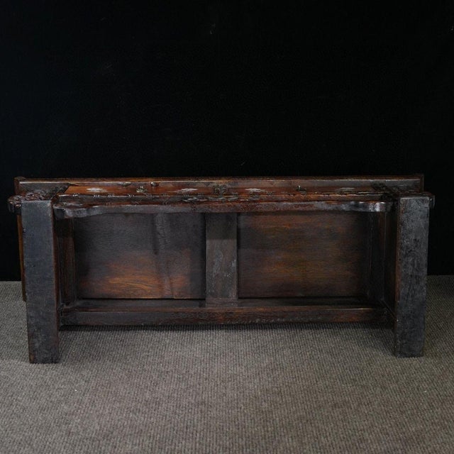 Brown 1980s Chinese Rosewood Table With Mother-of-Pearl Inlay and Two Drawers For Sale - Image 8 of 10