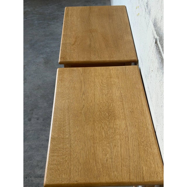 In Style of Henning Kjærnulf Oak Nightstands Set of 2 End Side Tables Vintage Mid-Century Modern 1960s For Sale In Los Angeles - Image 6 of 13