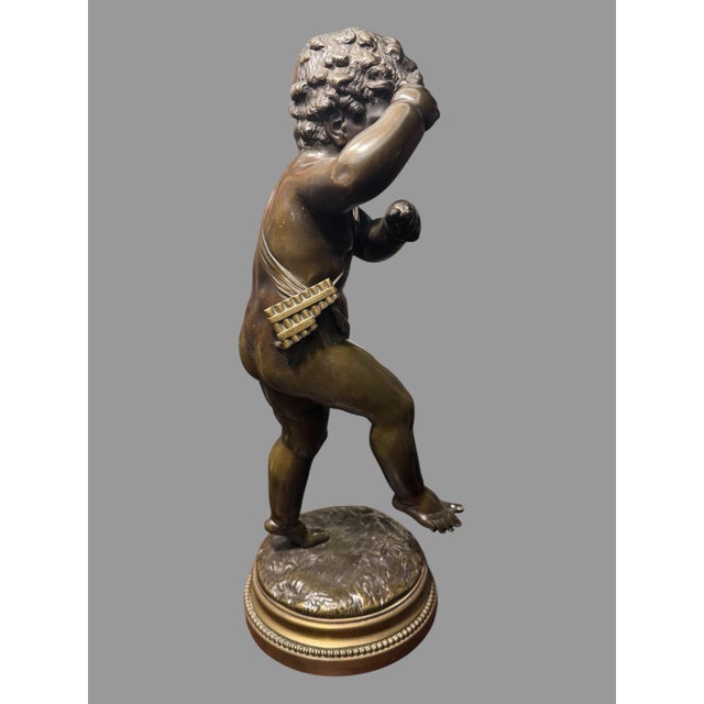 Victorian Antique Victorian Clodion 13.5" Figural Bronze Statue Sculpture Musician For Sale - Image 3 of 8