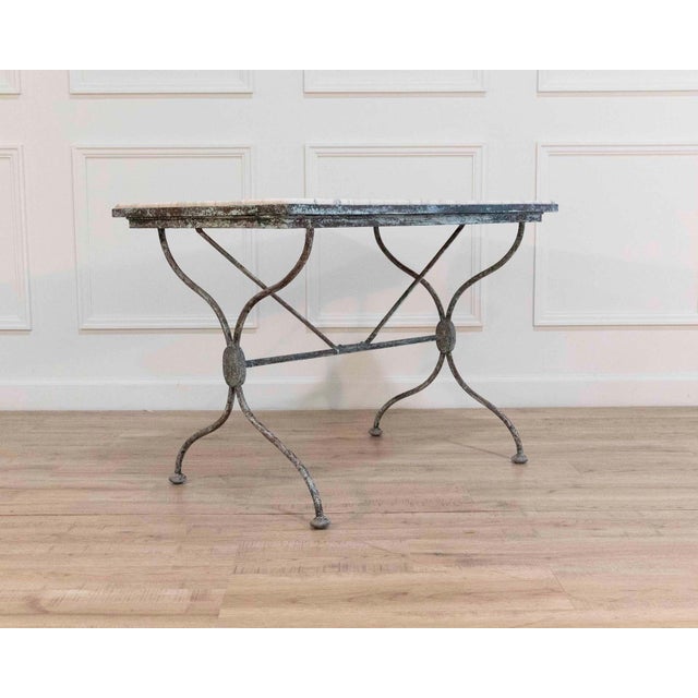19th Century French Wrought Iron Table with Marble Top, Signed Emile Paul For Sale In Atlanta - Image 6 of 8