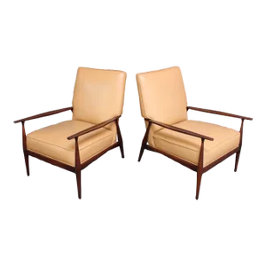 Pair of Paul McCobb Stained Maple Lounge Chairs