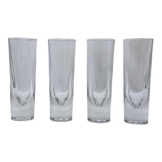 Mid 20th Century Carlo Moretti Italian Brunch Bullet Glasses Clear Crystal Design Set of 4 For Sale