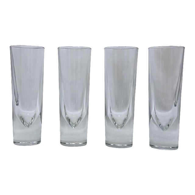 Mid 20th Century Carlo Moretti Italian Brunch Bullet Glasses Clear Crystal Design Set of 4 For Sale