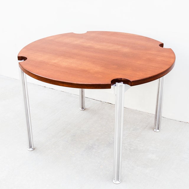 Wood 1970s Restored Mid Century Walnut & Steel Dining Table by Risom Design For Sale - Image 7 of 12