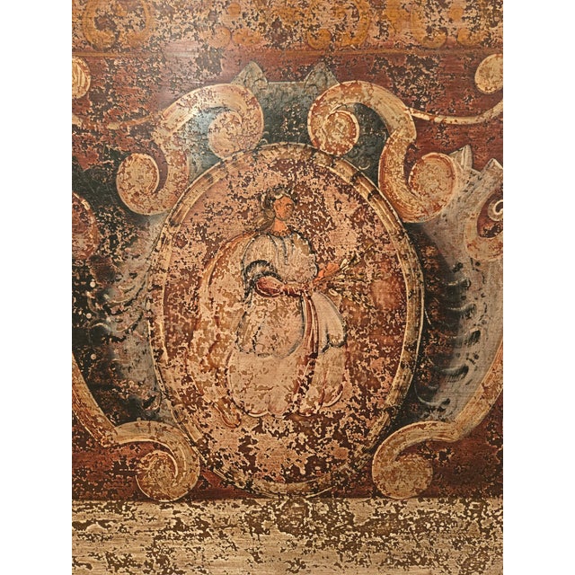 Baroque Horchow Exclusive Wooden Italian Baroque–Style Painted Wood Panel With Cherubs and Scrollwork For Sale - Image 3 of 5