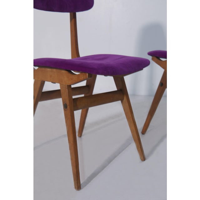 Purple Mid-Century Modern Italian Chairs in Purple Velvet, 1960, Set of 6 For Sale - Image 8 of 13