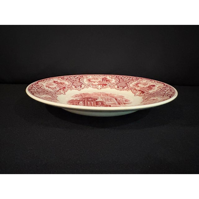Rustic European Mid 20th Century Red and White Bowl in the Abbey Pattern From Dutch Manufacturer Petrus Ragouta Co. For Sale - Image 3 of 7