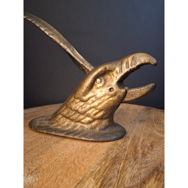 Victorian Antique Cast Iron Eagle Head Tabletop Nutcracker Mechanical Lever Brass Wash Finish For Sale - Image 3 of 18