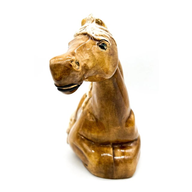 Vintage Western Horse Ceramic Planter With Gold Accents – Western / Farmhouse / Eclectic For Sale - Image 13 of 14