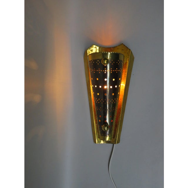 Brown Brass Wall Lights, 1950s, Set of 2 For Sale - Image 8 of 17