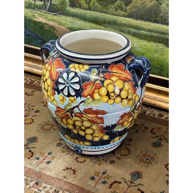 Hand Painted Italian Majolica Urn For Sale - Image 9 of 12