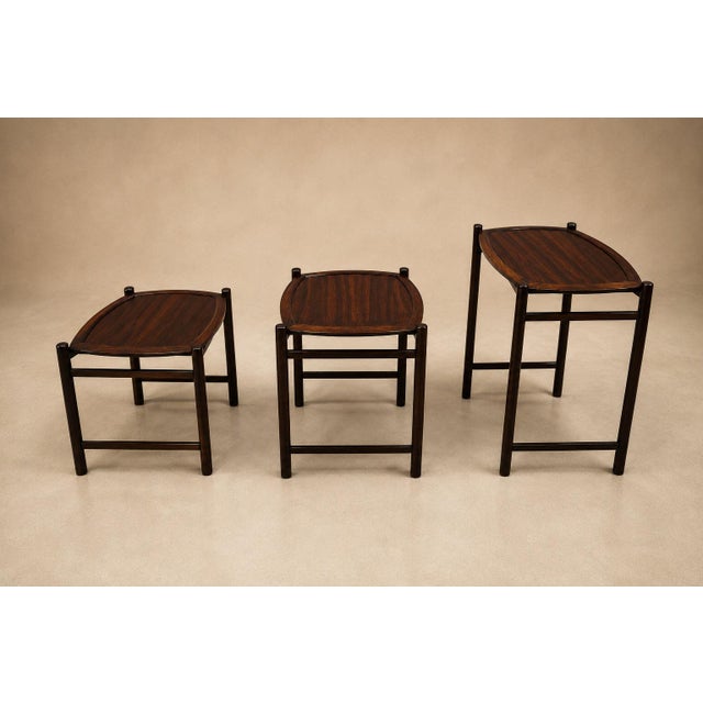 Brazilian Modern Nesting Tray Tables in Rosewood by Jorge Jabour, 1960s For Sale - Image 9 of 14