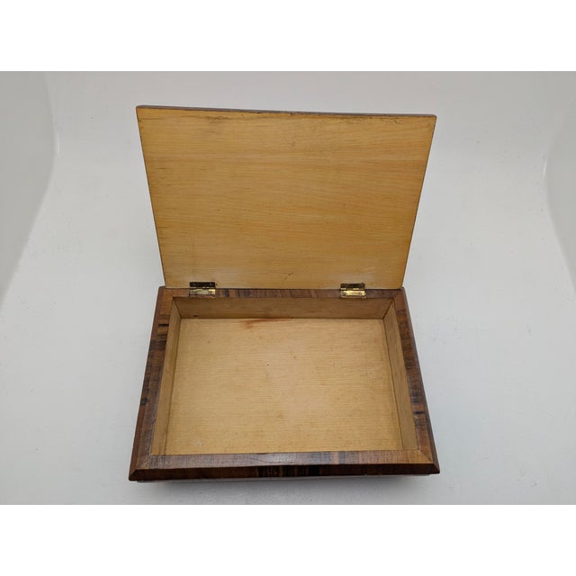 Biedermeier Wooden Jewelry Box in Walnut with Inlays, 1850 For Sale - Image 9 of 12