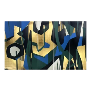 Morden Mural Hand Painted Artworks on Gold Metallic Panel - 5 Panels
