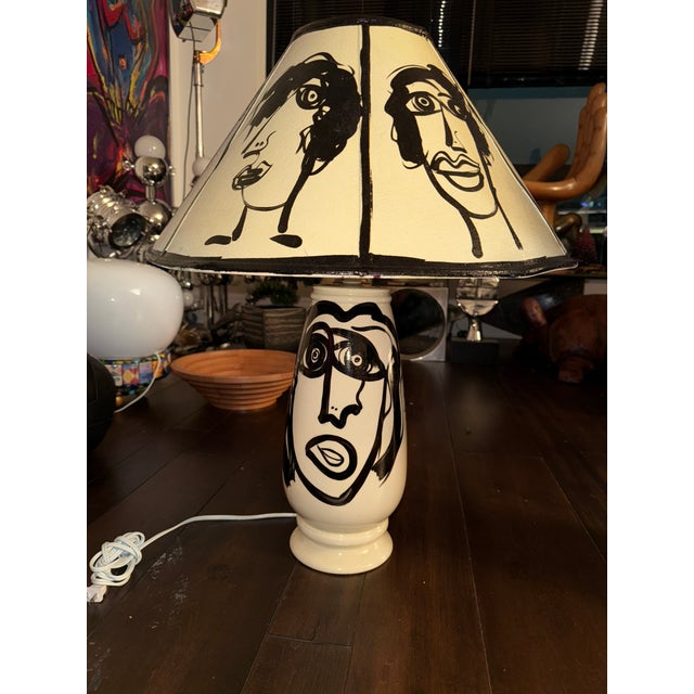 Abstract Peter Keil Abstract Table Lamp Painting With Shade For Sale - Image 3 of 8