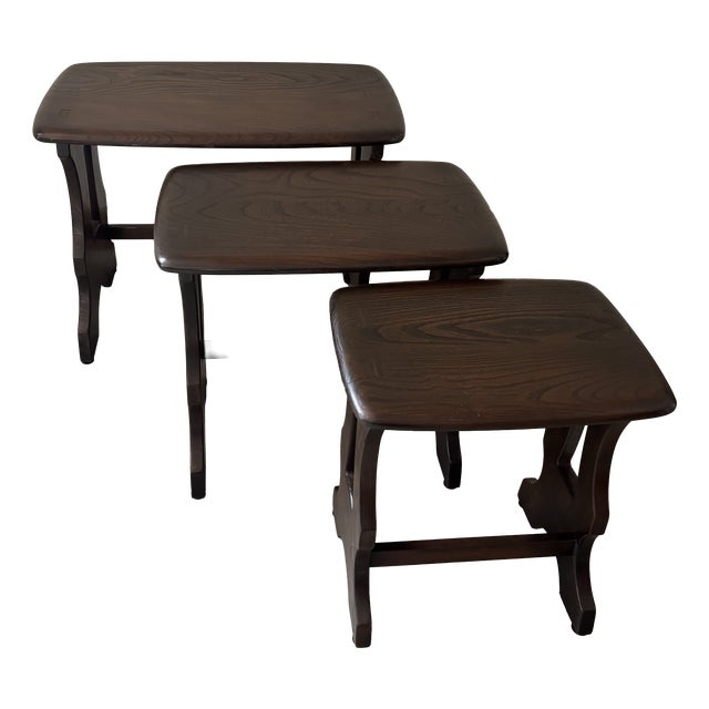 Nesting Tables in Elm from Ercol, Set of 3 For Sale