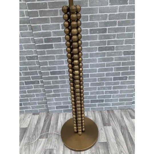Modern Modern Textured Brass Tower Floor Lamp With Shade For Sale - Image 3 of 9