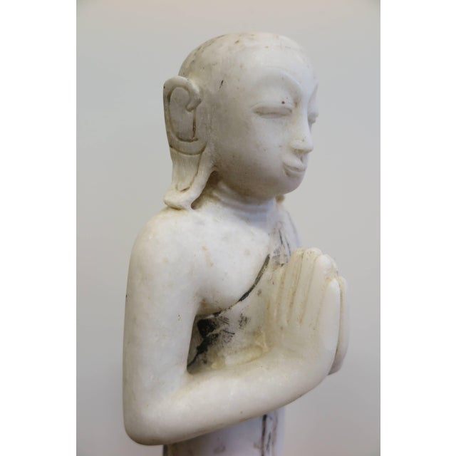 19th Century Burmese Alabaster Buddhist Monk Statue For Sale - Image 4 of 11