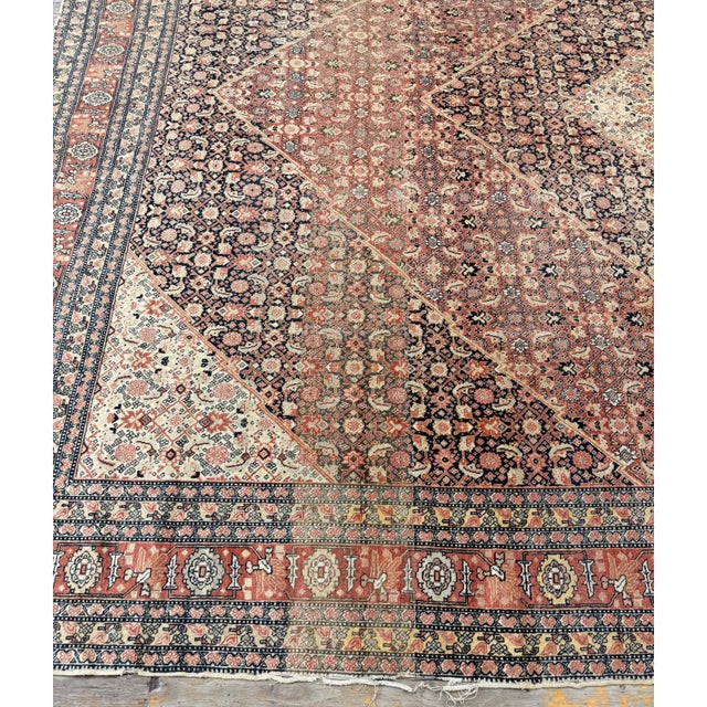 1920s 1920s Traditional Red Rust Field Medallion Antique Tabriz Handknotted Wool Room Size Rug For Sale - Image 5 of 5