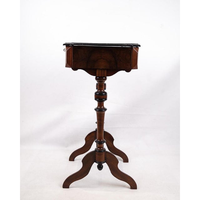 Antique Hand-Polished Mahogany Side Table with Storage and Turned Legs, 1890s For Sale - Image 6 of 13