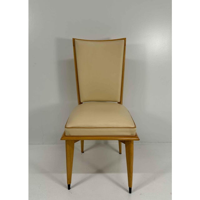 Art Deco Chairs in Maple and Cream Leather, 1930s, Set of 10 For Sale - Image 6 of 11