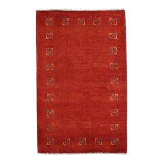 Vintage Hand-Knotted Persian Gabbeh Rug 3'6" X 5'6" For Sale