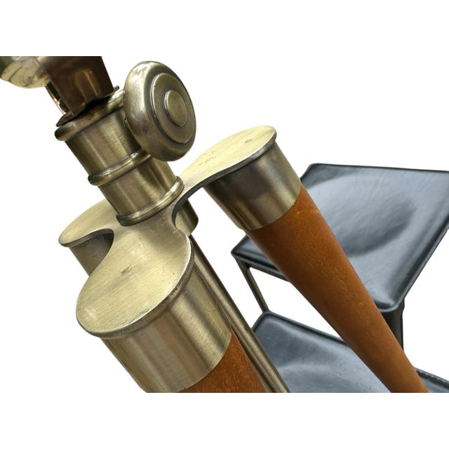 Set of Two 1970s Mid-Century Modern Wood Tripod Lamp Gold Accents For Sale - Image 11 of 12