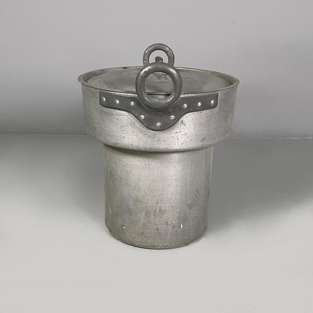 Italian Round Aluminum Pot with Lid, 1930s For Sale - Image 3 of 16