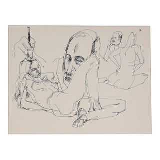 The Artist and His Muse - Original Figurative Drawing For Sale