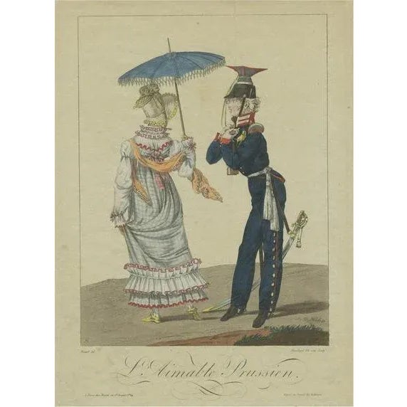 Blanchard, A Prussian Soldier and a Lady, 1815, Engraving For Sale - Image 6 of 6