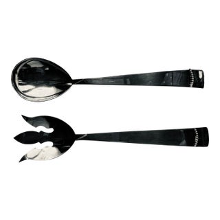 Vintage Danish Modern Three Crowns Silversmiths Silver-Plated Salad Servers - Design by Royal Arden Hickman For Sale